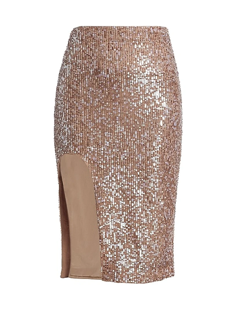 Sequined Slit Skirt