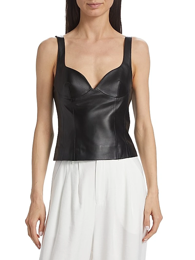 Sleeveless Leather Corset Top