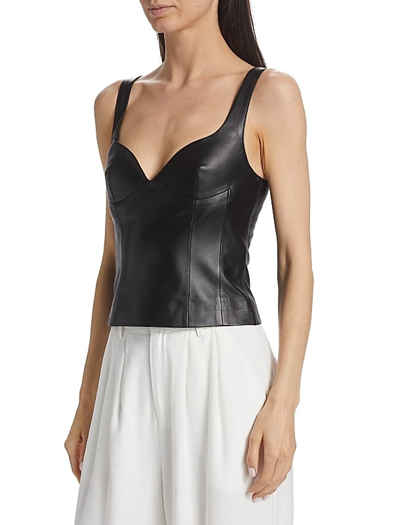 Sleeveless Leather Corset Top