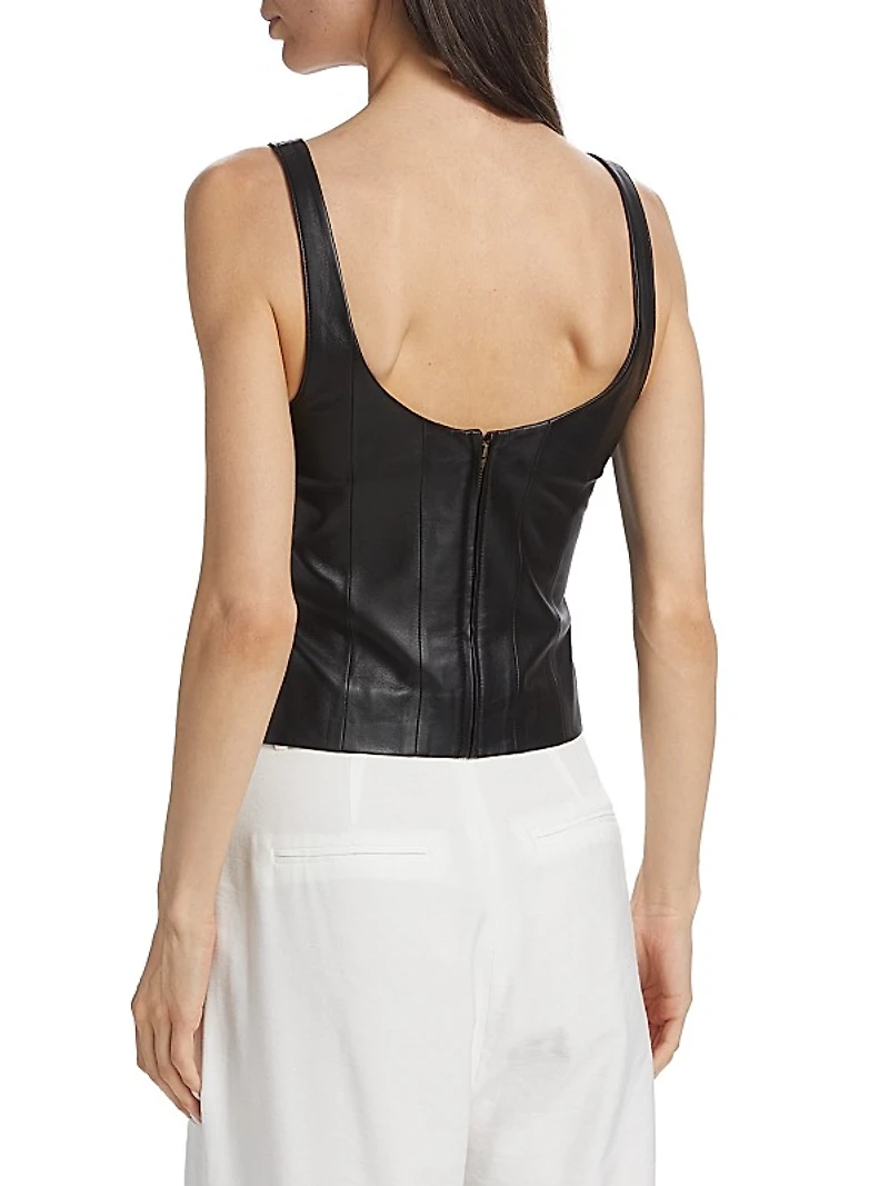Sleeveless Leather Corset Top