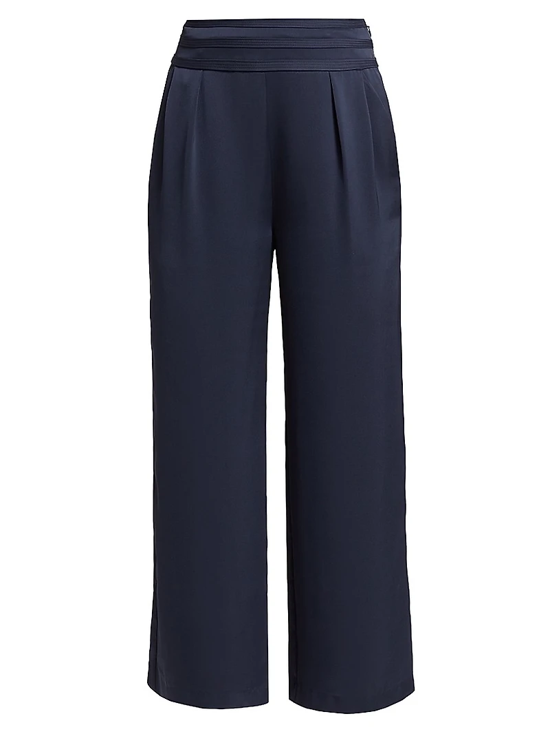 Joss Cropped Wide-Leg Satin Pants