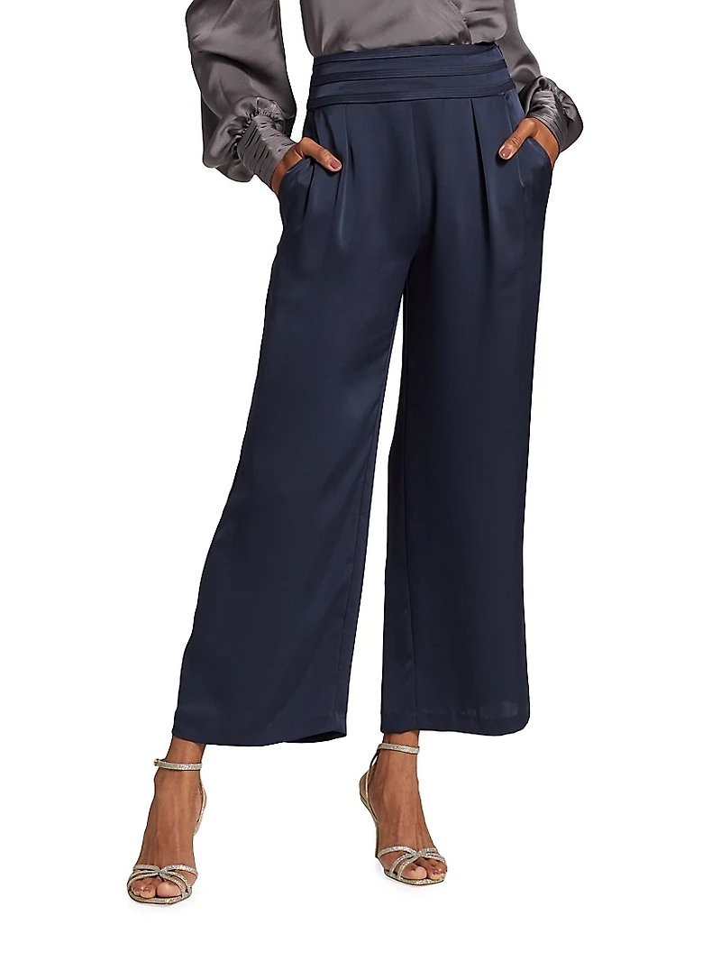 Joss Cropped Wide-Leg Satin Pants
