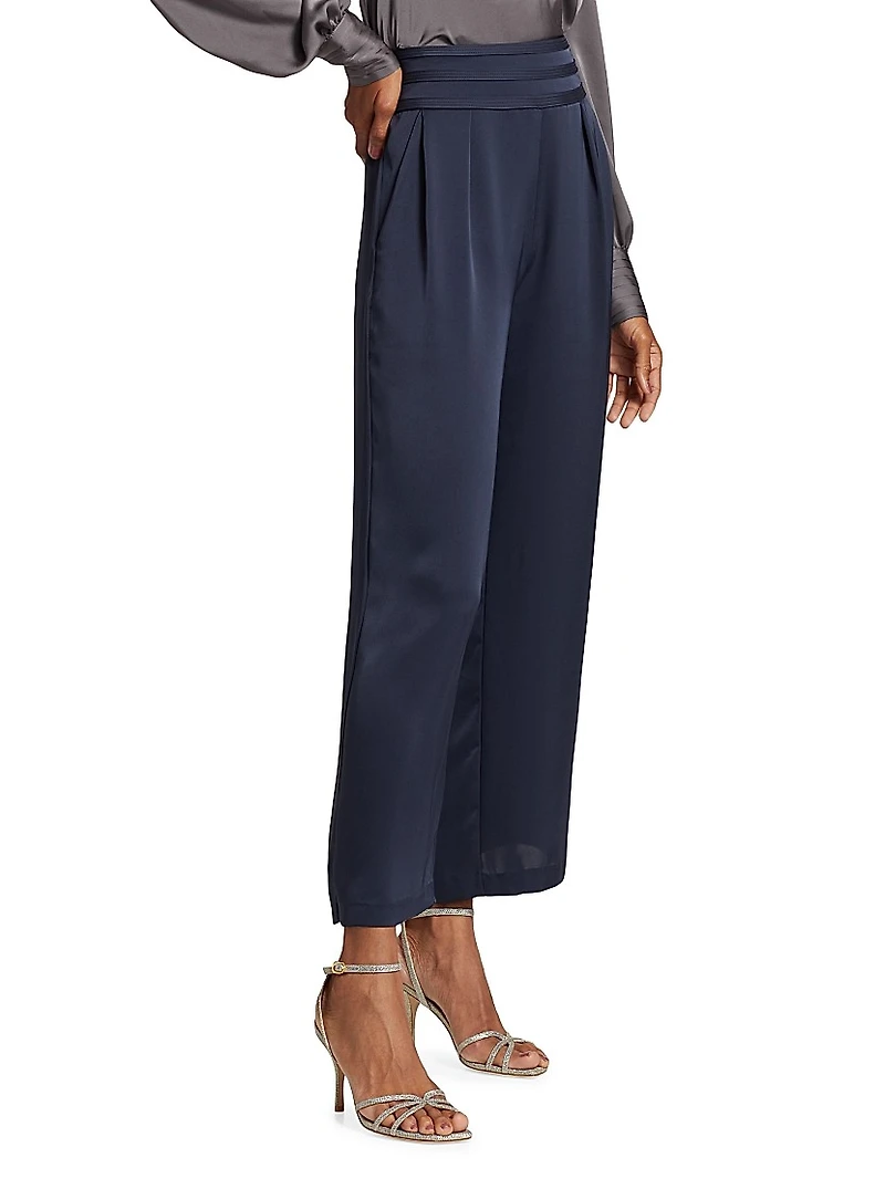 Joss Cropped Wide-Leg Satin Pants