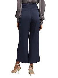 Joss Cropped Wide-Leg Satin Pants