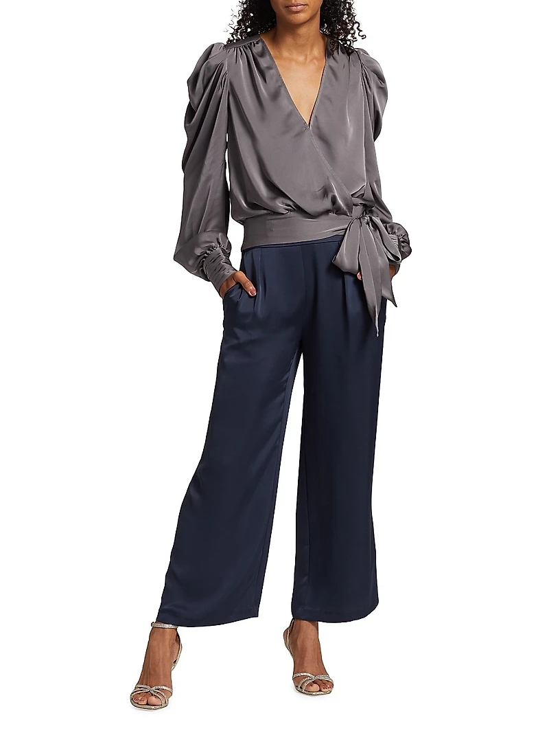 Joss Cropped Wide-Leg Satin Pants