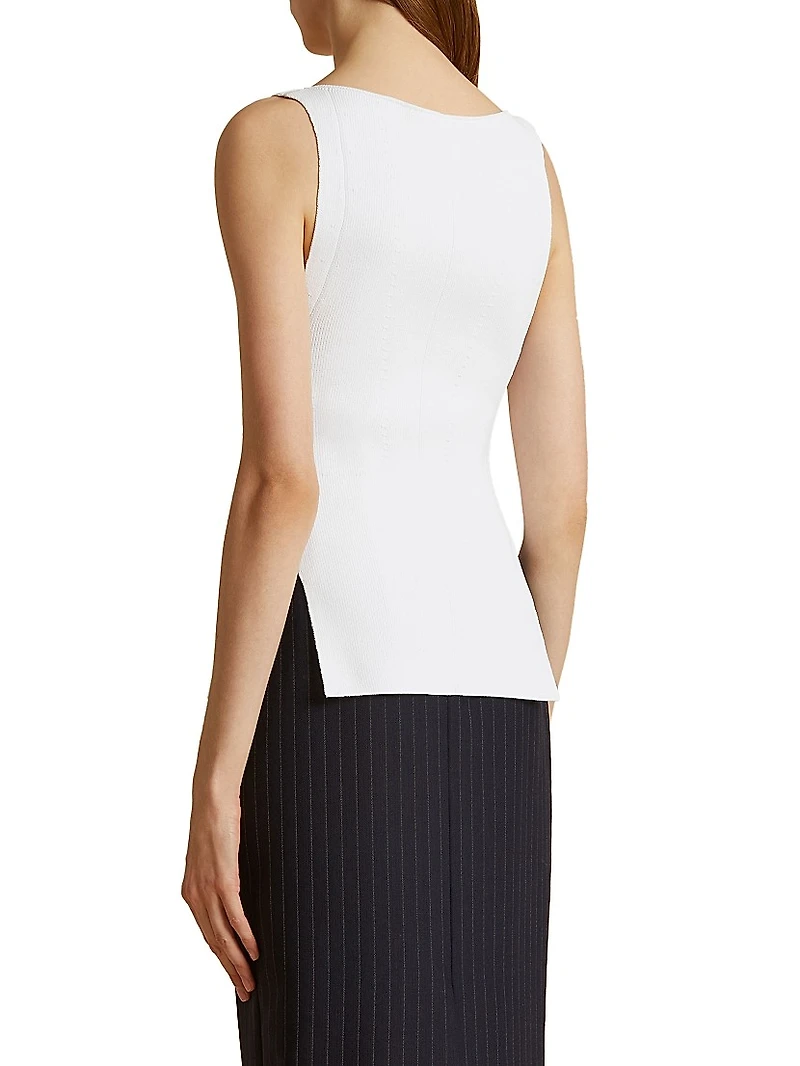 Evelyn Rib-Knit Sleeveless Top