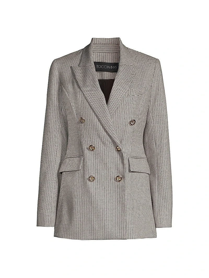 Mia Double-Breasted Houndstooth Blazer