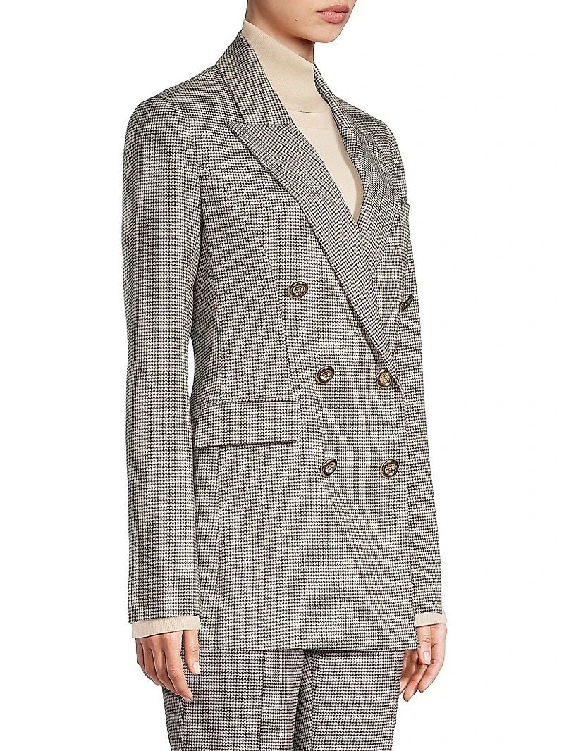 Mia Double-Breasted Houndstooth Blazer
