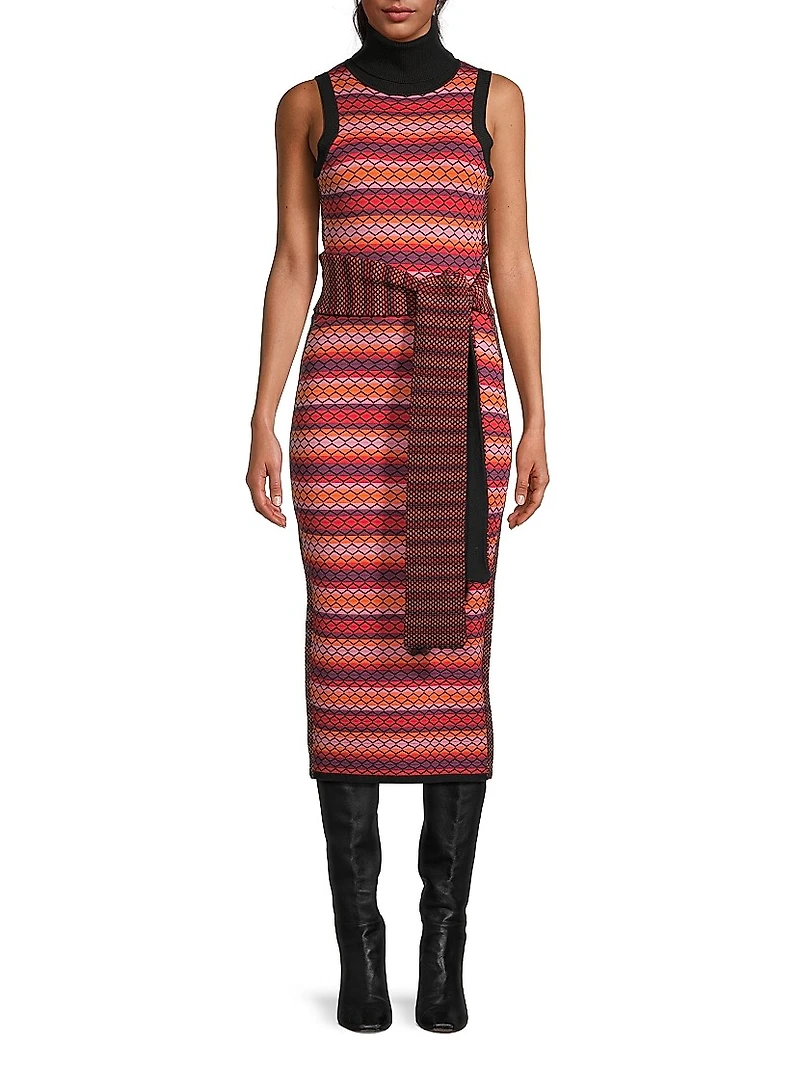 Peggy Tie-Waist Stripe Midi-Dress