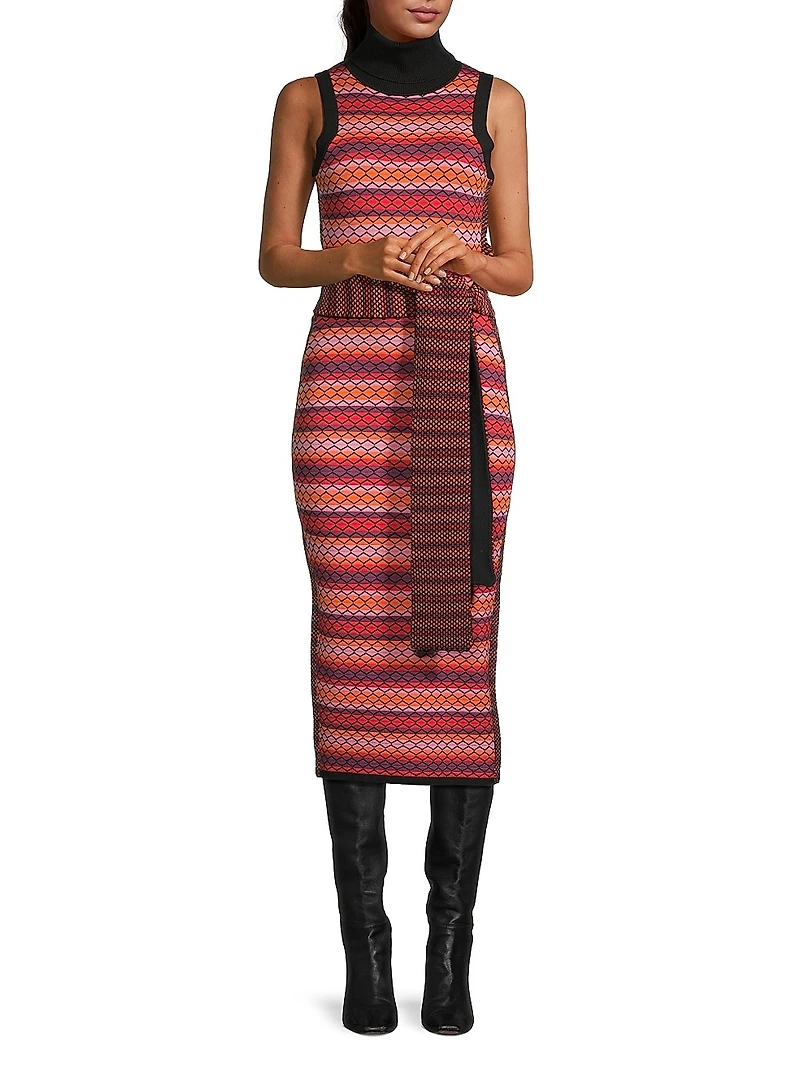 Peggy Tie-Waist Stripe Midi-Dress