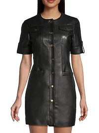 Gale Faux Leather Mini Dress