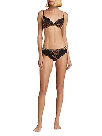 Leopard Silk-Blend Triangle Bra