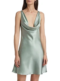Mirai Silk Cowlneck Minidress