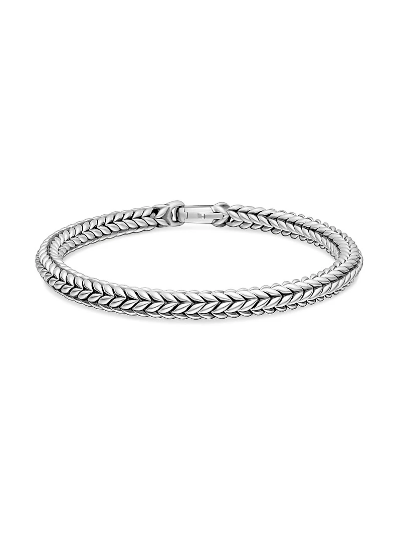 Chevron Bead Bracelet Sterling Silver, 6mm