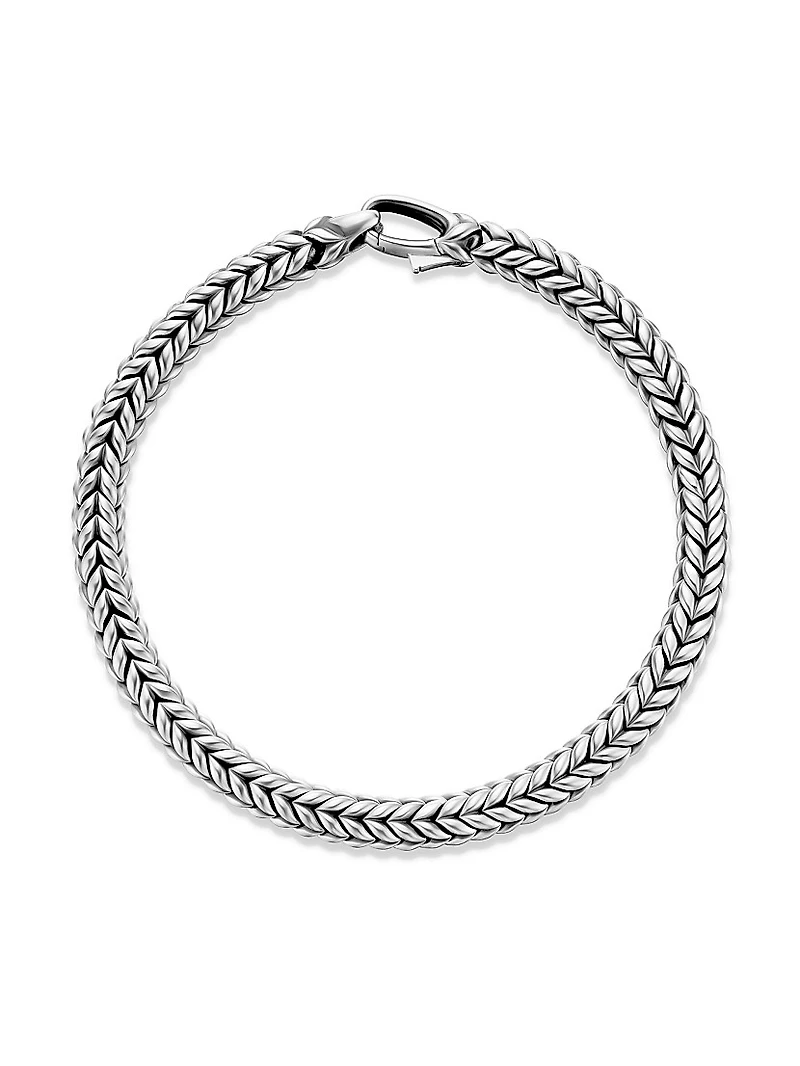 Chevron Bead Bracelet Sterling Silver, 6mm