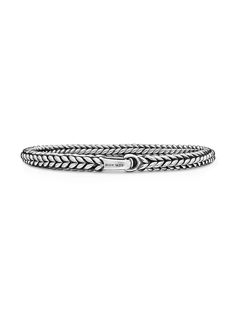 Chevron Bead Bracelet Sterling Silver, 6mm