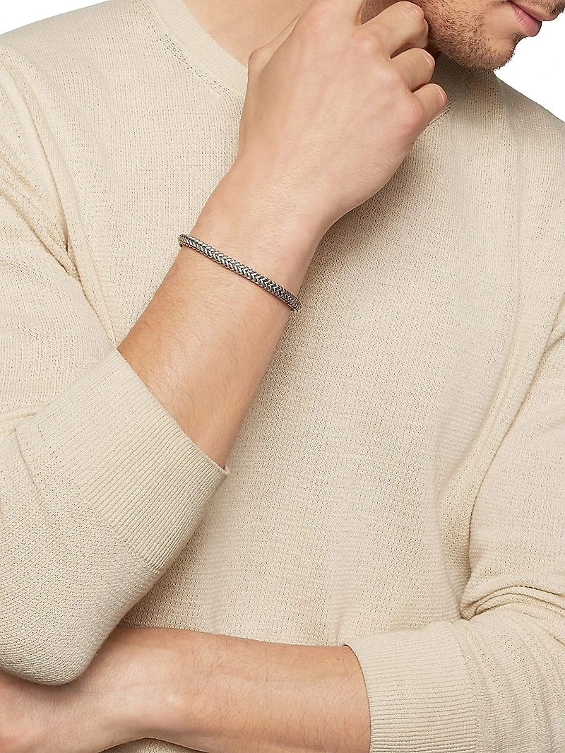 Chevron Bead Bracelet Sterling Silver, 6mm