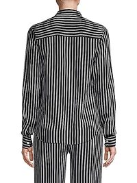 Stripe Bow Silk-Blend Blouse