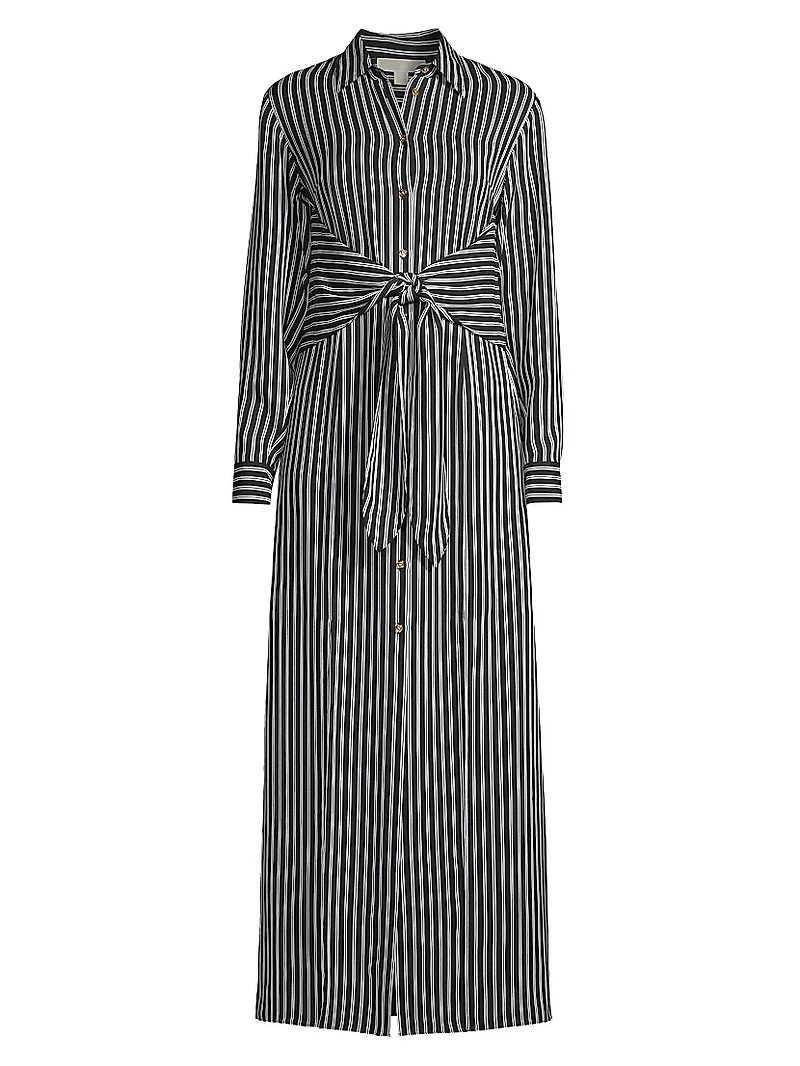 Striped Tie-Waist Shirtdress
