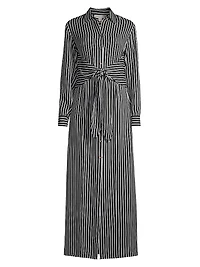 Striped Tie-Waist Shirtdress