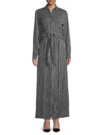 Striped Tie-Waist Shirtdress
