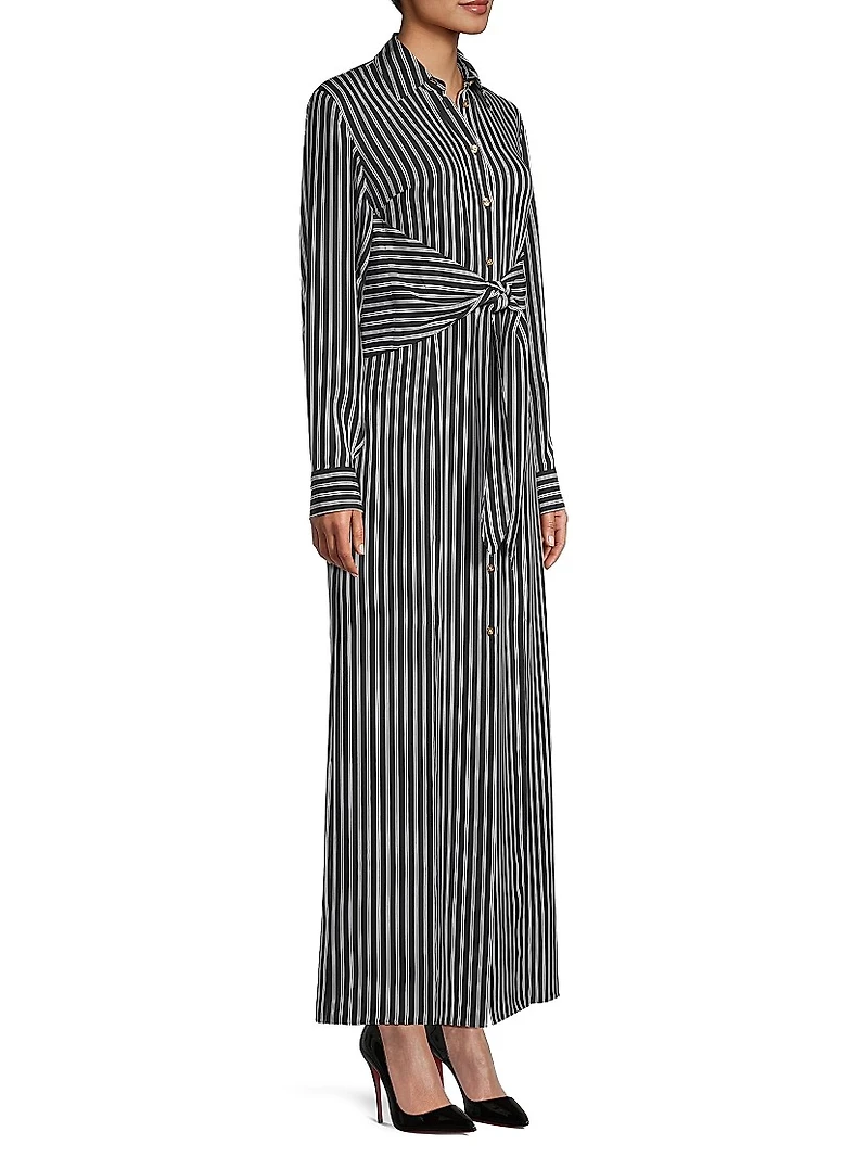 Striped Tie-Waist Shirtdress