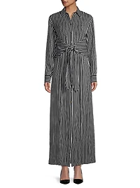 Striped Tie-Waist Shirtdress