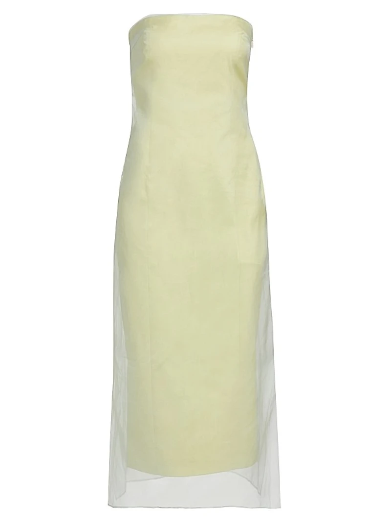 Punta Overlay Strapless Midi-Dress