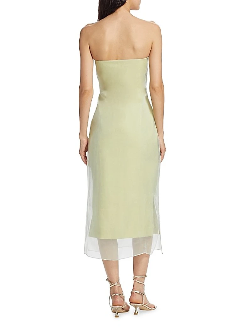 Punta Overlay Strapless Midi-Dress