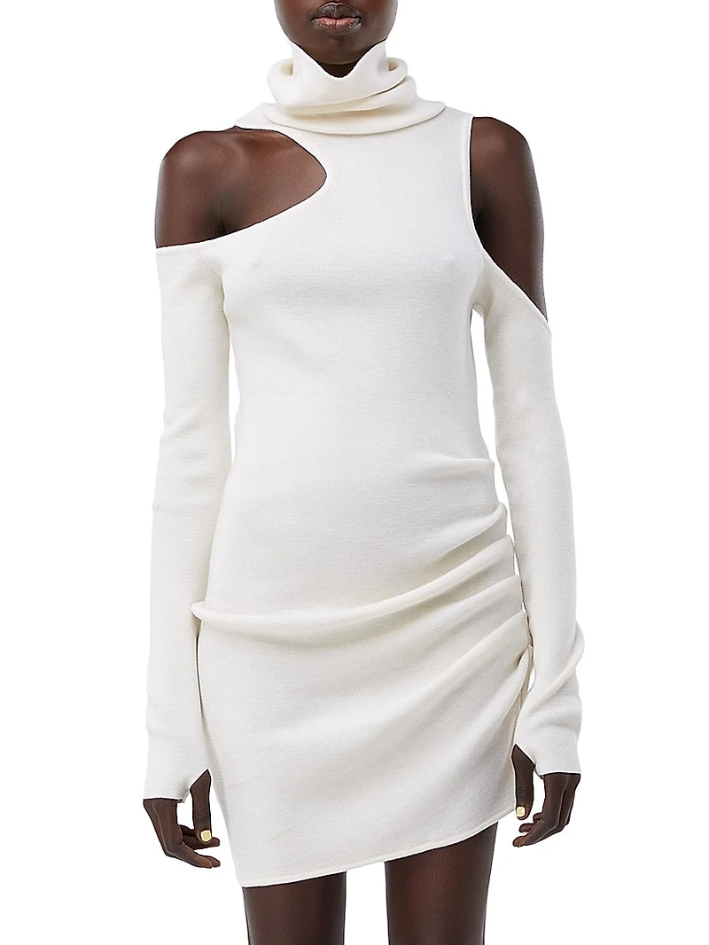 Cut-Out Merino Wool Minidress