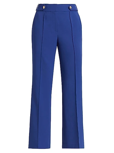 Pleated Boot-Cut Pants