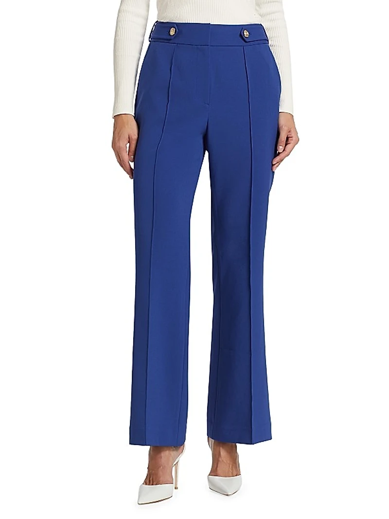 Pleated Boot-Cut Pants