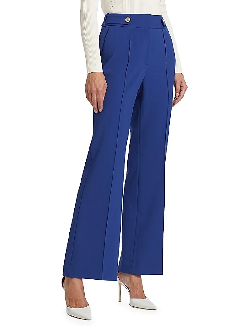 Pleated Boot-Cut Pants