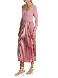Fara Mixed-Media Midi-Dress