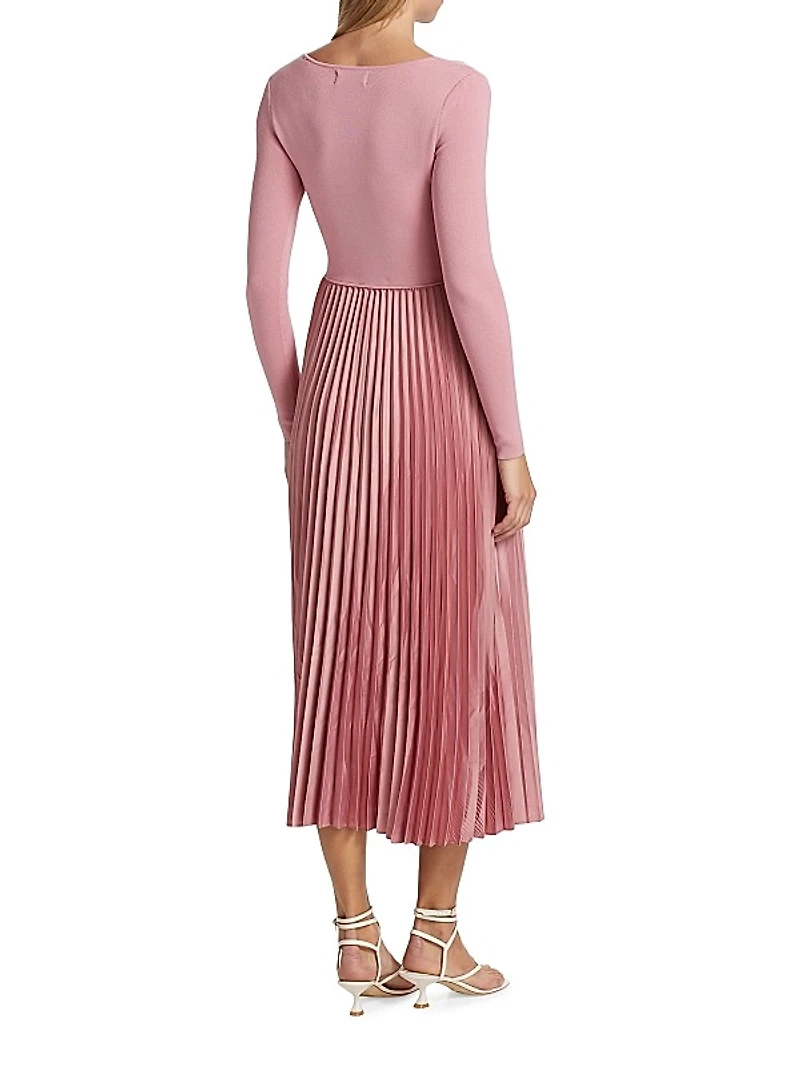 Fara Mixed-Media Midi-Dress