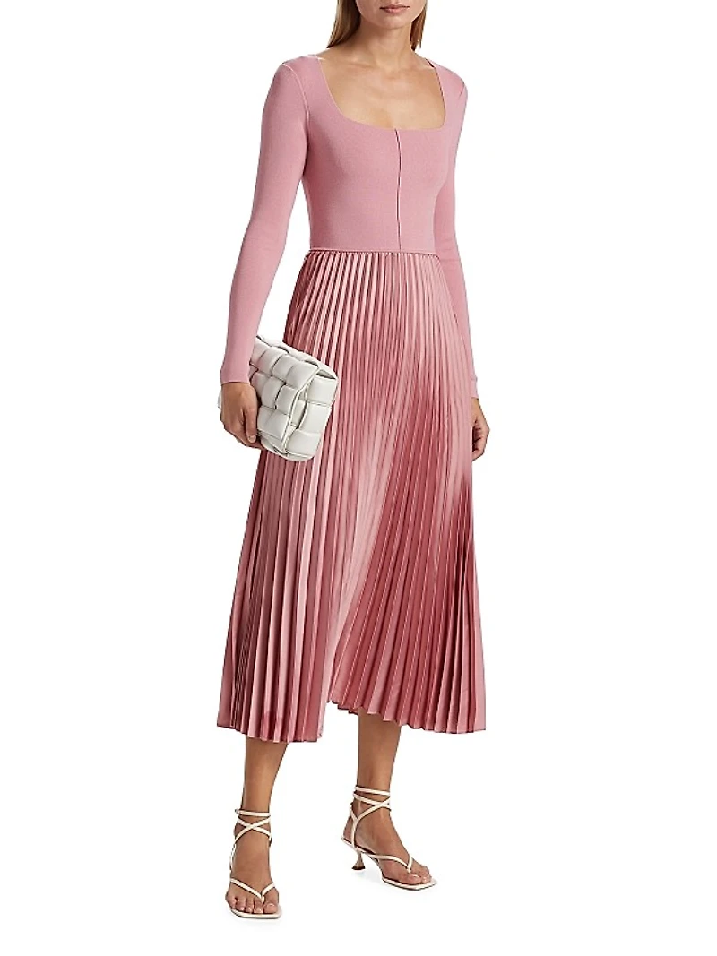 Fara Mixed-Media Midi-Dress