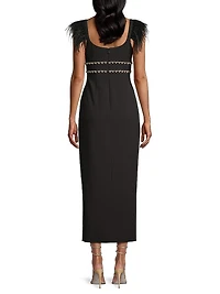 Prima Crystal & Feather Midi-Dress