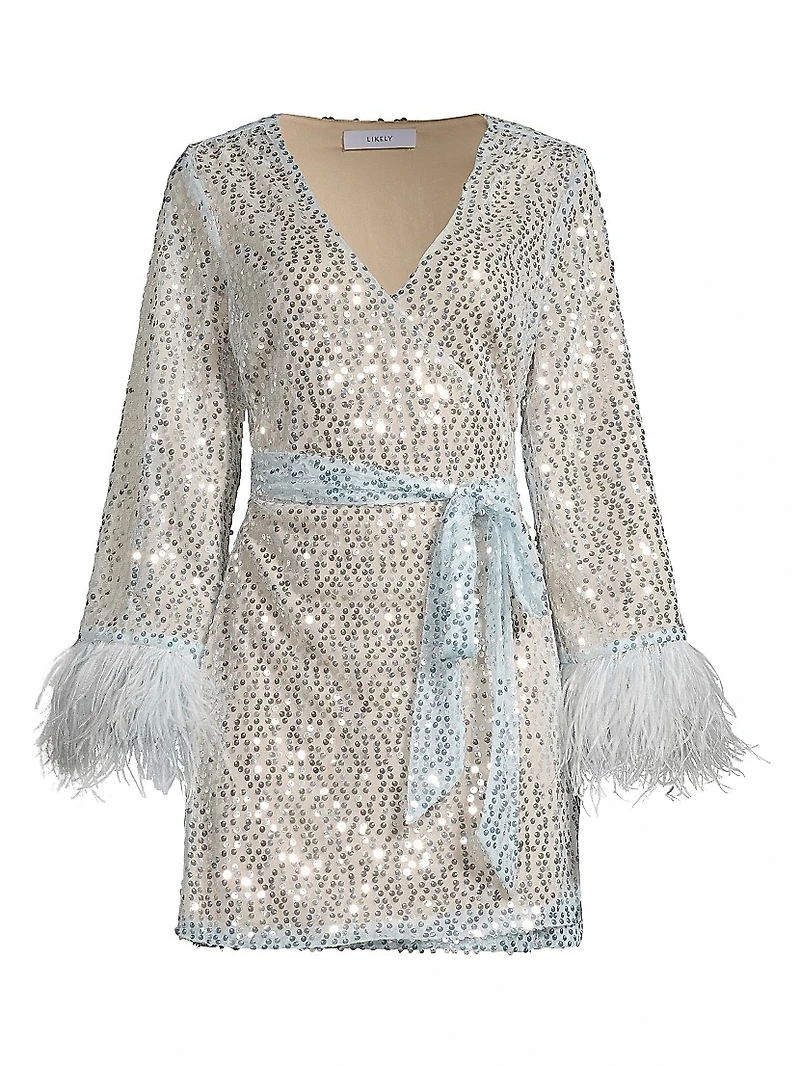 Bridges Sequin & Feather Minidress