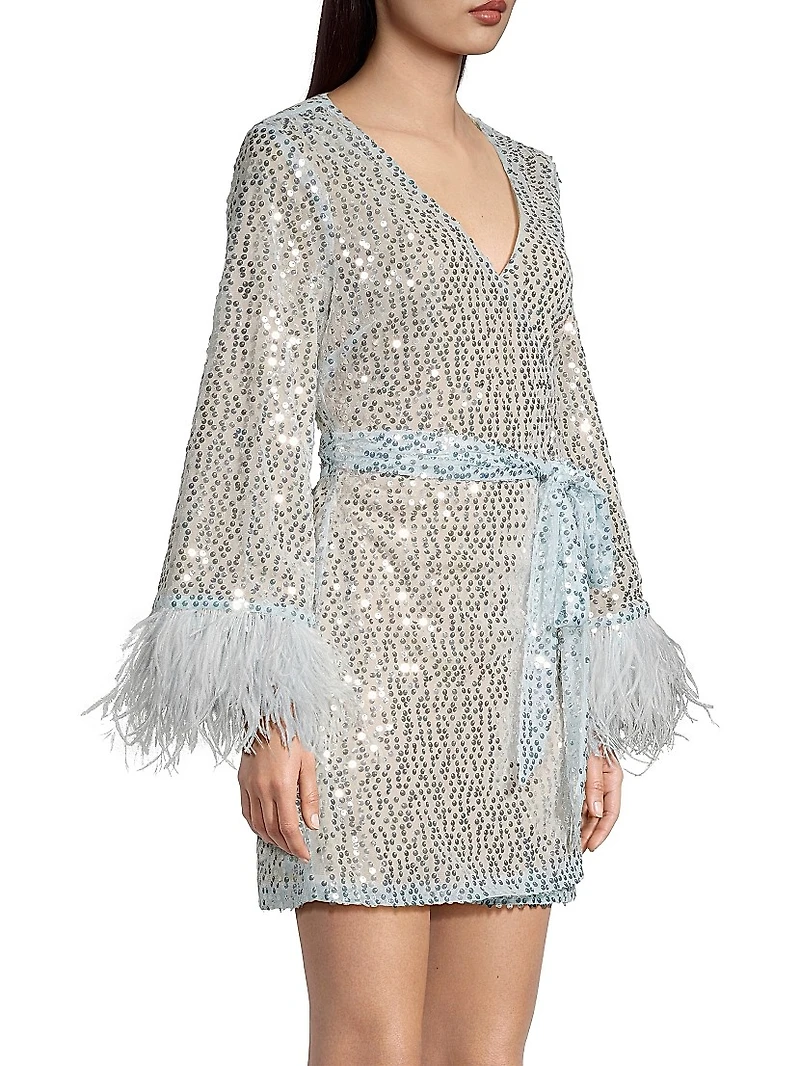Bridges Sequin & Feather Minidress