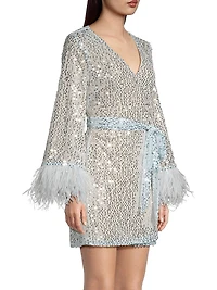 Bridges Sequin & Feather Minidress