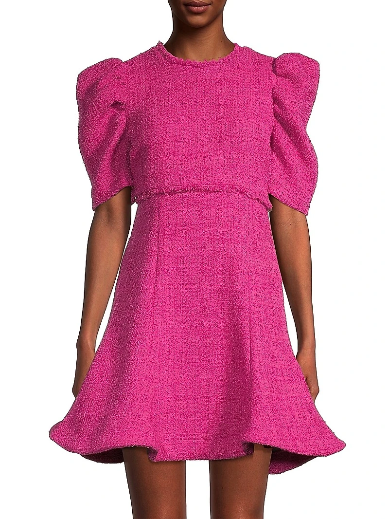 Alia Flared Tweed Minidress