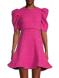 Alia Flared Tweed Minidress