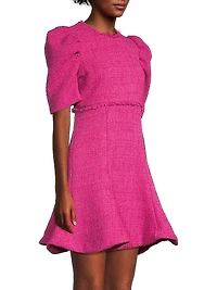 Alia Flared Tweed Minidress