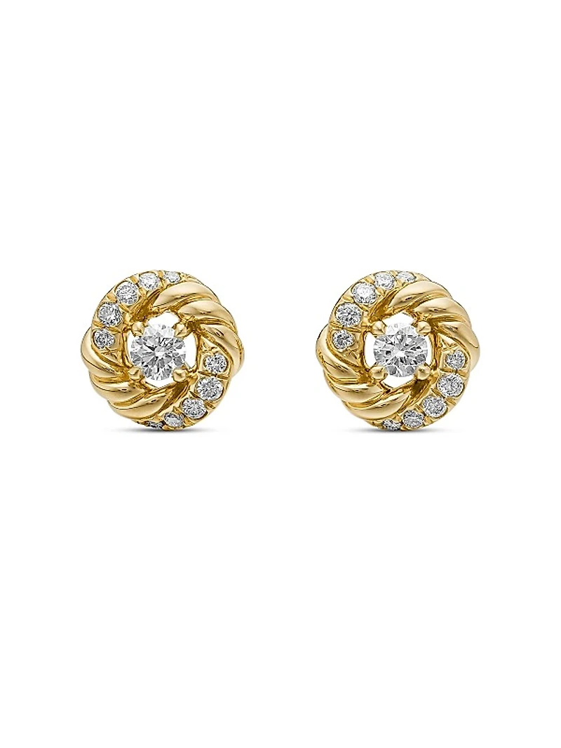 Petite Infinity Stud Earrings in 18K Yellow Gold with Diamonds, 7.8mm