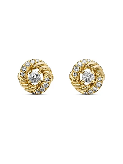 Petite Infinity Stud Earrings in 18K Yellow Gold with Diamonds, 7.8mm