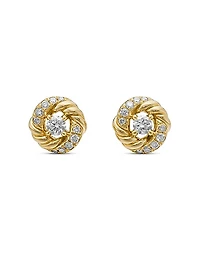Petite Infinity Stud Earrings in 18K Yellow Gold with Diamonds, 7.8mm