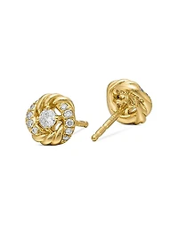 Petite Infinity Stud Earrings in 18K Yellow Gold with Diamonds, 7.8mm