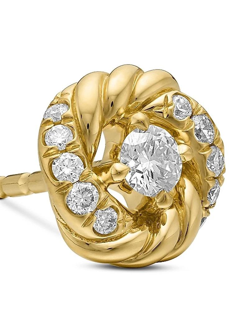 Petite Infinity Stud Earrings in 18K Yellow Gold with Diamonds, 7.8mm