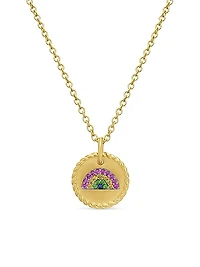 Cable Collectibles Rainbow Necklace in 18K Yellow Gold with Pavé Sapphires and Tsavorites, 11mm