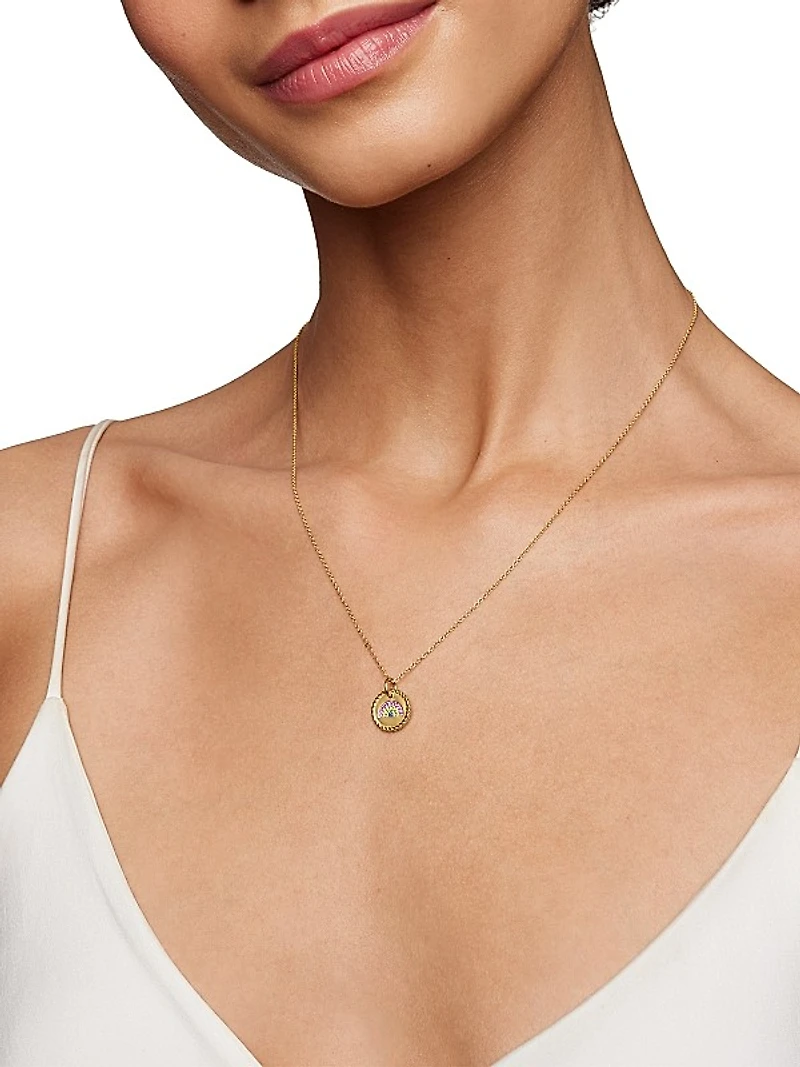 Cable Collectibles Rainbow Necklace in 18K Yellow Gold with Pavé Sapphires and Tsavorites, 11mm